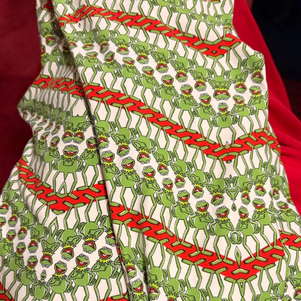 Lularoe Green and Red Kermit the Frog Leggings